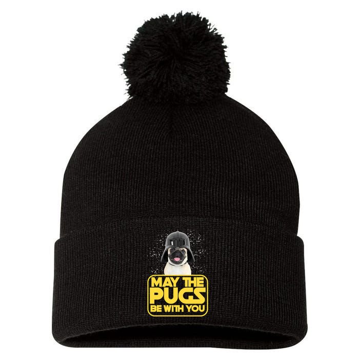 May The Pugs Be With You Pom Pom 12in Knit Beanie