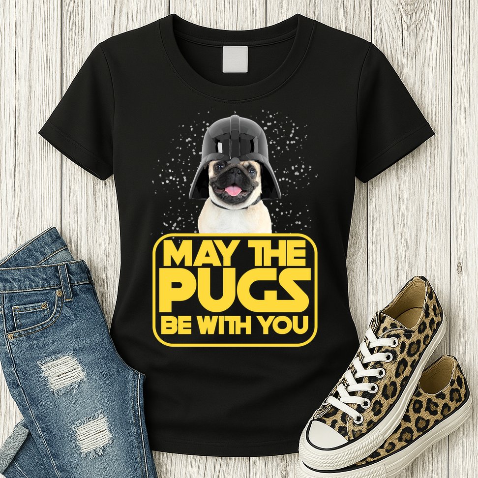May The Pugs Be With You Womens T-Shirt