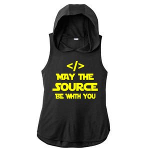 May The Source Be With You Ladies PosiCharge Tri-Blend Wicking Draft Hoodie Tank