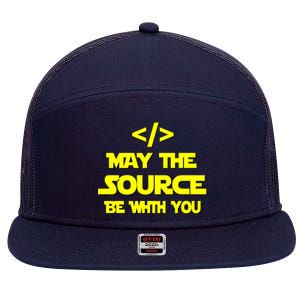 May The Source Be With You 7 Panel Mesh Trucker Snapback Hat