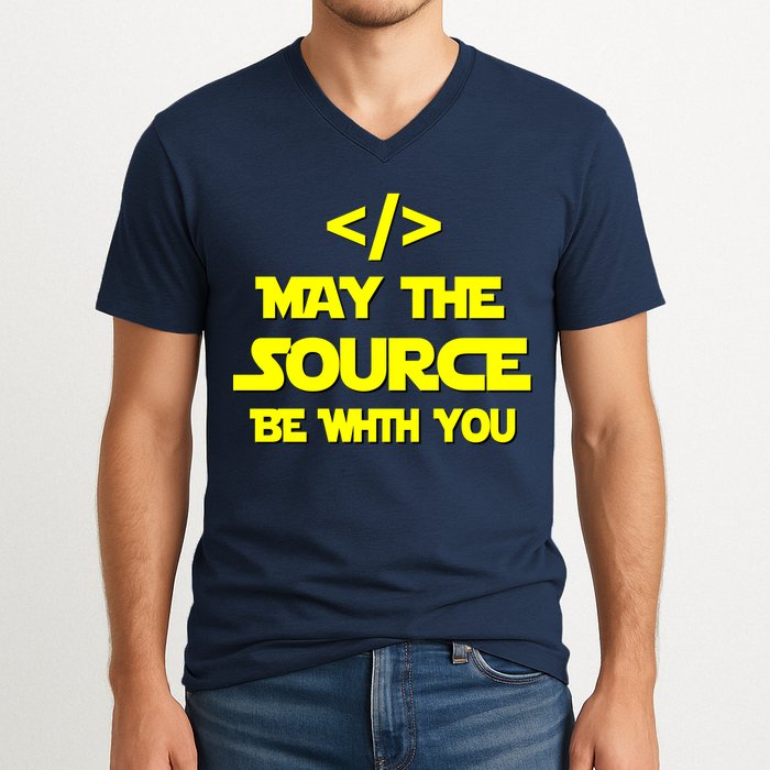 May The Source Be With You V-Neck T-Shirt