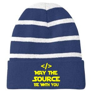 May The Source Be With You Striped Beanie with Solid Band