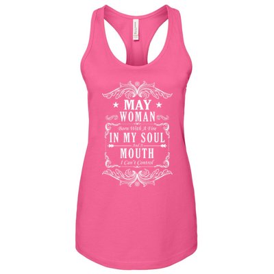 May Woman Funny Birthday Women's Racerback Tank