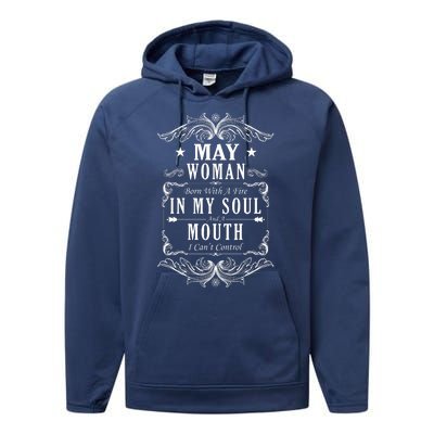 May Woman Funny Birthday Performance Fleece Hoodie