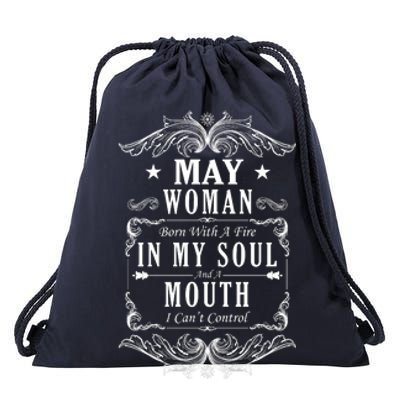 May Woman Funny Birthday Drawstring Bag