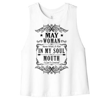 May Woman Funny Birthday Women's Racerback Cropped Tank