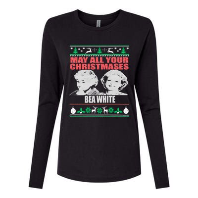 May All Your Christmases Bea White Womens Cotton Relaxed Long Sleeve T-Shirt