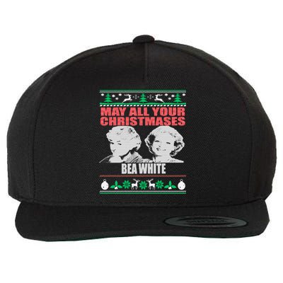 May All Your Christmases Bea White Wool Snapback Cap