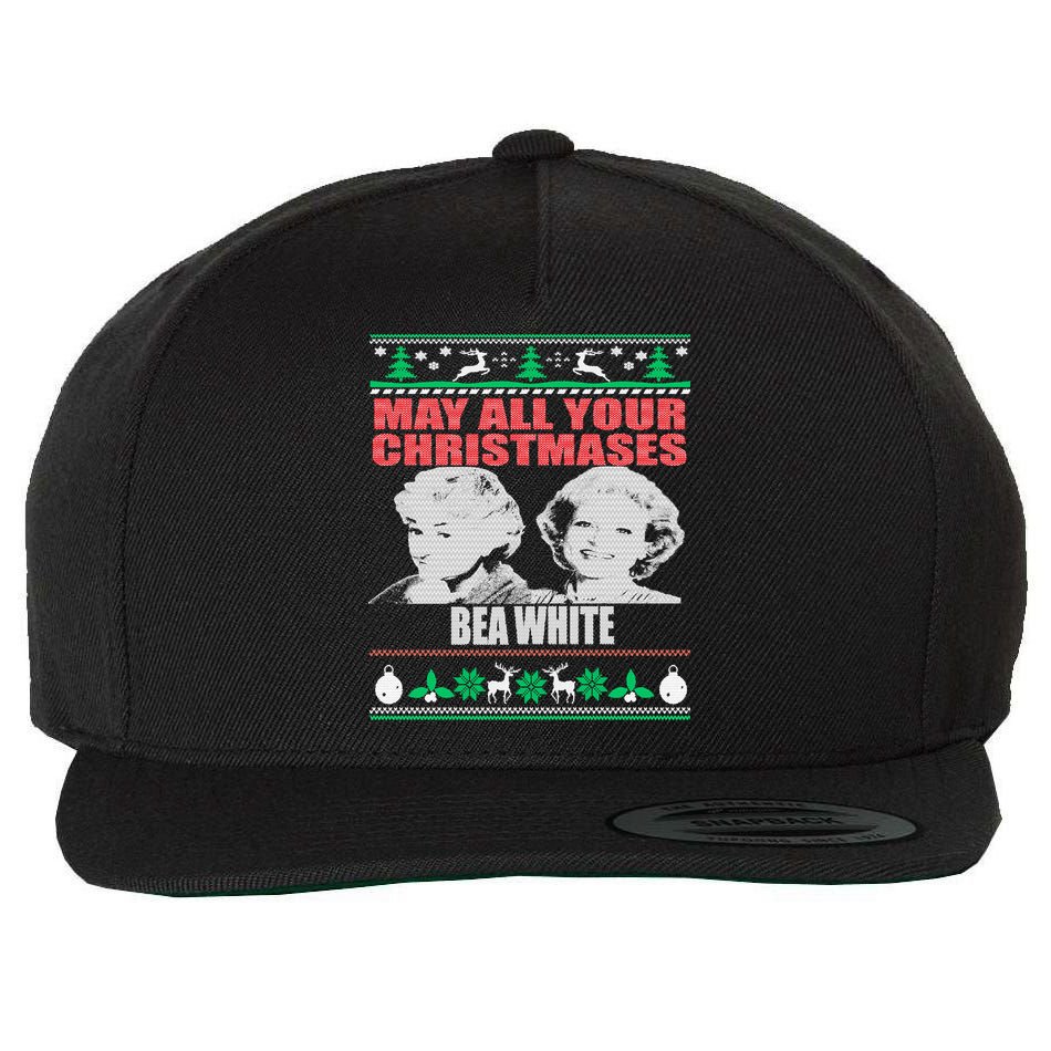 May All Your Christmases Bea White Wool Snapback Cap