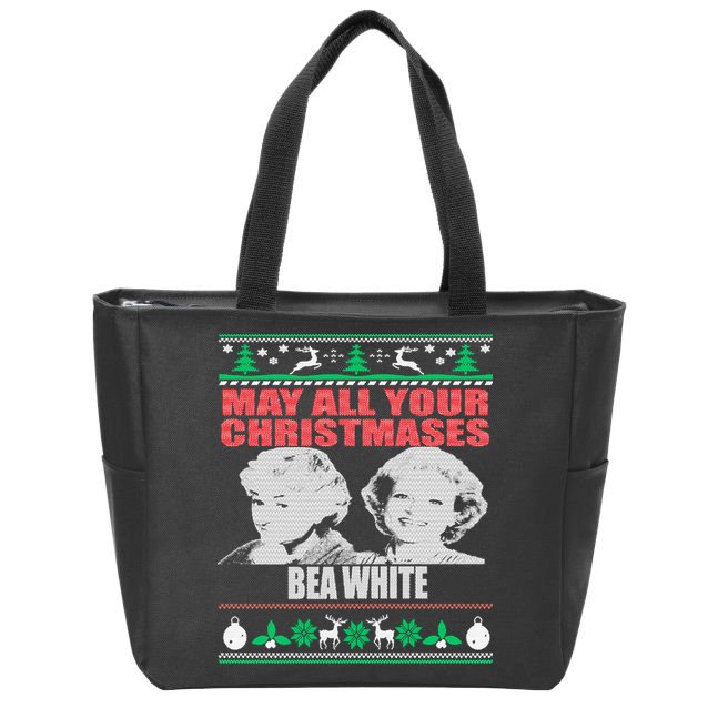 May All Your Christmases Bea White Zip Tote Bag