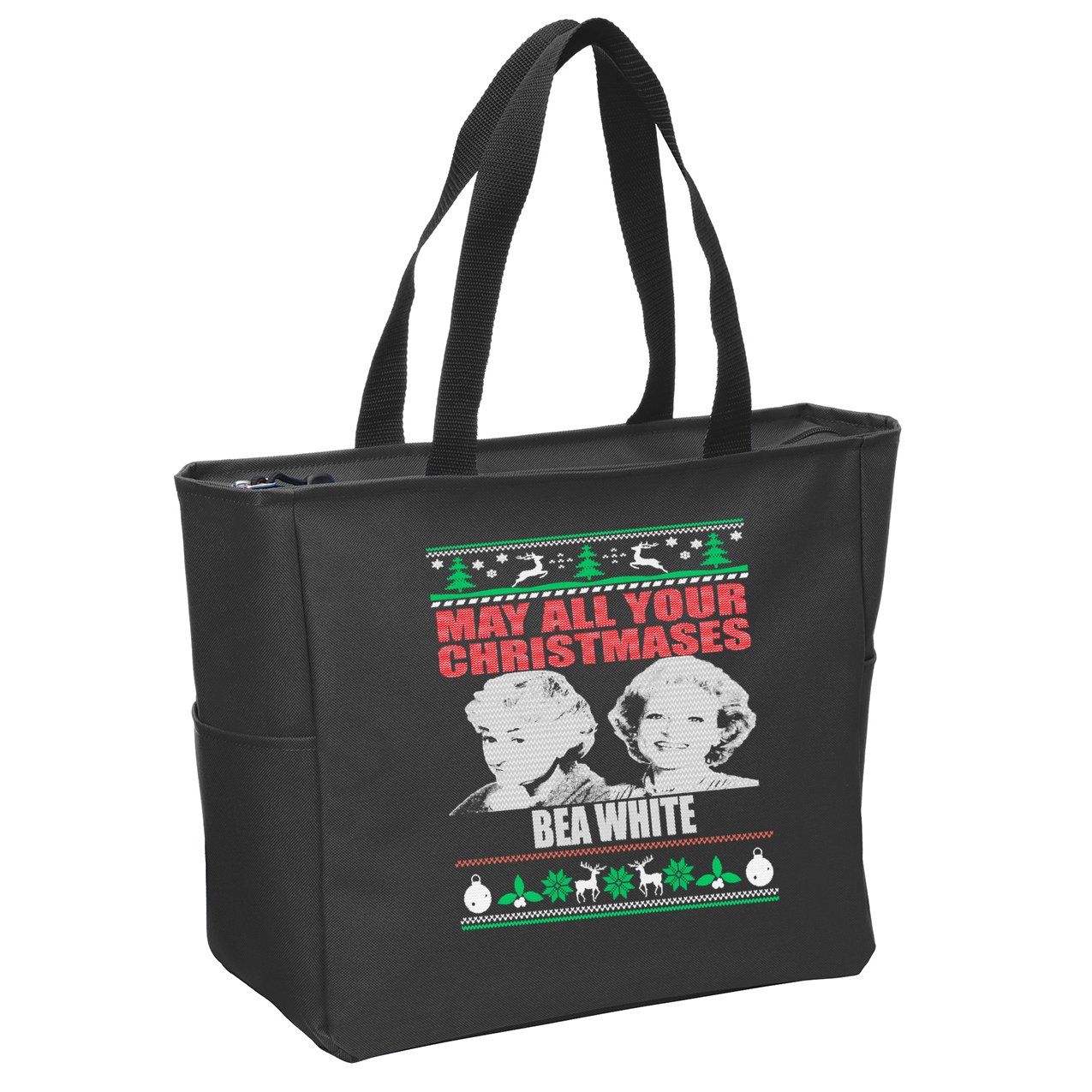 May All Your Christmases Bea White Zip Tote Bag