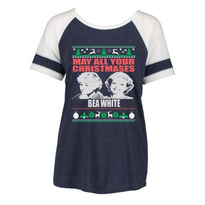 May All Your Christmases Bea White Enza Ladies Jersey Colorblock Tee