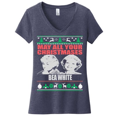 May All Your Christmases Bea White Women's V-Neck T-Shirt