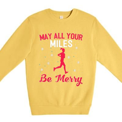 May All Your Miles Be Merry Christmas Running Graphic Tank Top Premium Crewneck Sweatshirt