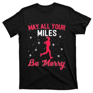 May All Your Miles Be Merry Christmas Running Graphic Tank Top T-Shirt