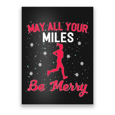 May All Your Miles Be Merry Christmas Running Graphic Tank Top Poster