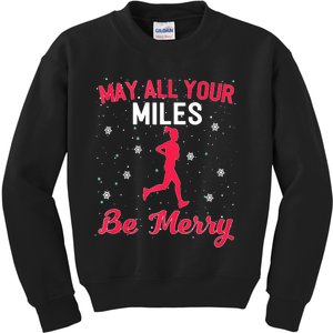 May All Your Miles Be Merry Christmas Running Graphic Tank Top Kids Sweatshirt