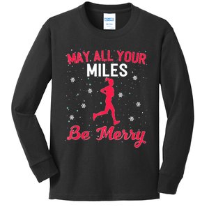 May All Your Miles Be Merry Christmas Running Graphic Tank Top Kids Long Sleeve Shirt