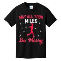 May All Your Miles Be Merry Christmas Running Graphic Tank Top Kids T-Shirt