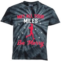 May All Your Miles Be Merry Christmas Running Graphic Tank Top Kids Tie-Dye T-Shirt