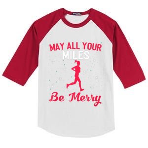 May All Your Miles Be Merry Christmas Running Graphic Tank Top Kids Colorblock Raglan Jersey