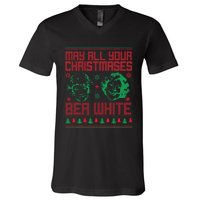 May All Your Christmases Bea White Vintage V-Neck T-Shirt