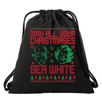 May All Your Christmases Bea White Vintage Drawstring Bag