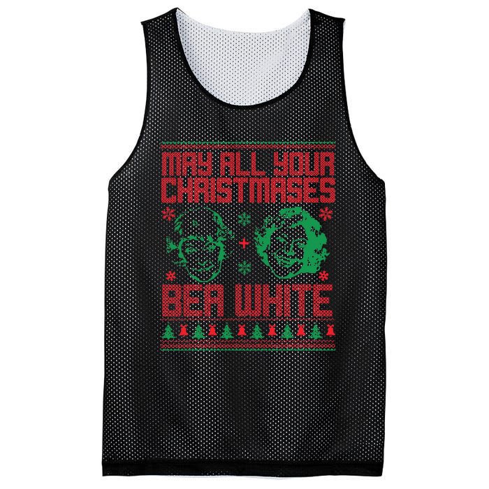 May All Your Christmases Bea White Vintage Mesh Reversible Basketball Jersey Tank