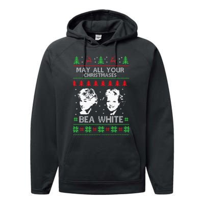 May All Your Christmases Bea White Funny Holiday Festive Performance Fleece Hoodie