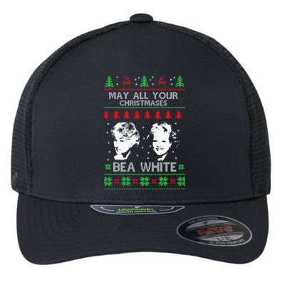 May All Your Christmases Bea White Funny Holiday Festive Flexfit Unipanel Trucker Cap