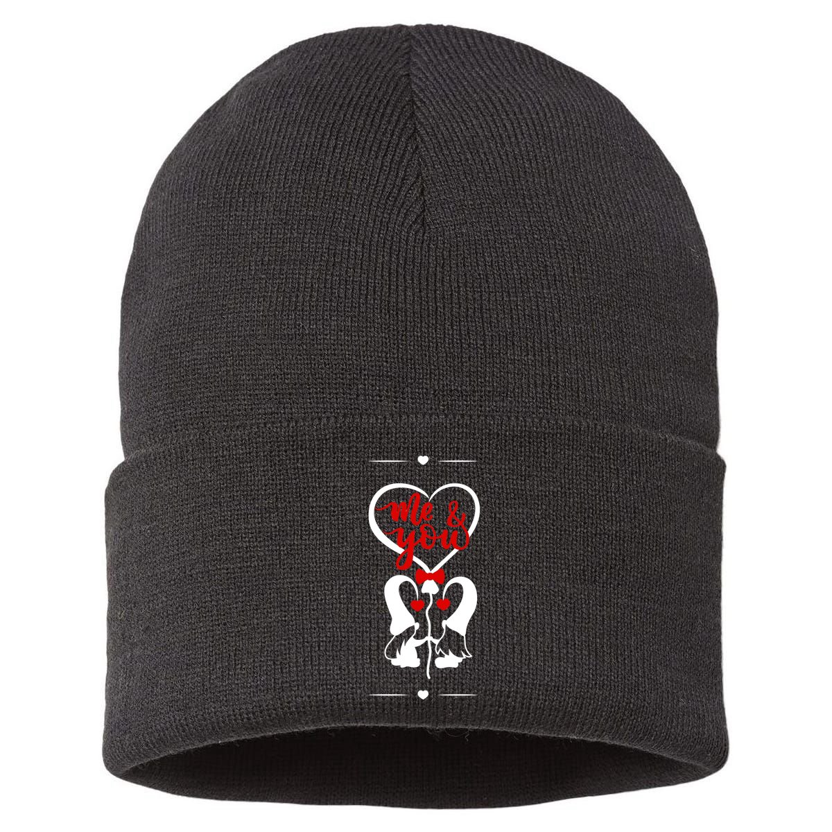 Me And You Happy Valentines Day Gnomes And Hearts Sustainable Knit Beanie