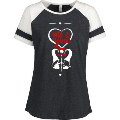 Me And You Happy Valentines Day Gnomes And Hearts Enza Ladies Jersey Colorblock Tee