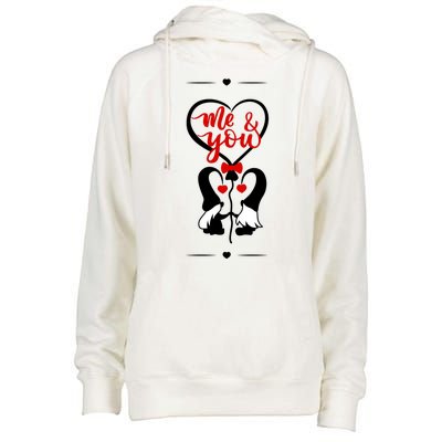 Me And You Happy Valentines Day Gnomes And Hearts Womens Funnel Neck Pullover Hood