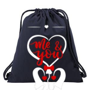 Me And You Happy Valentines Day Gnomes And Hearts Drawstring Bag