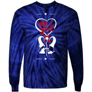 Me And You Happy Valentines Day Gnomes And Hearts Tie-Dye Long Sleeve Shirt