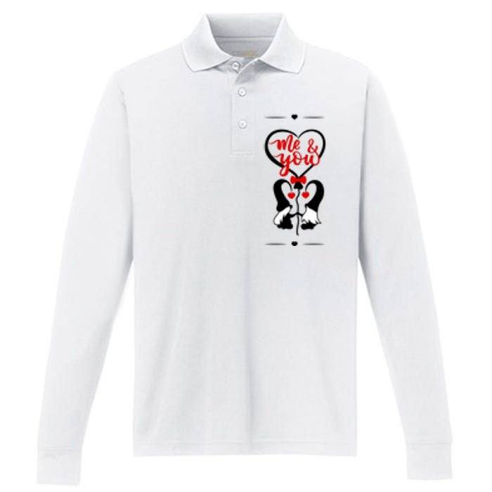 Me And You Happy Valentines Day Gnomes And Hearts Performance Long Sleeve Polo