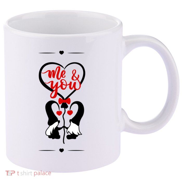 Me And You Happy Valentines Day Gnomes And Hearts 11oz C Handle Ceramic Mug