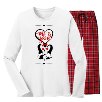 Me And You Happy Valentines Day Gnomes And Hearts Women's Long Sleeve Flannel Pajama Set 