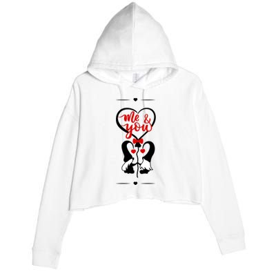 Me And You Happy Valentines Day Gnomes And Hearts Crop Fleece Hoodie