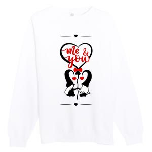 Me And You Happy Valentines Day Gnomes And Hearts Premium Crewneck Sweatshirt