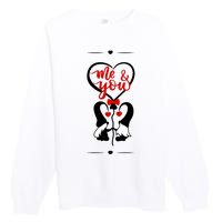 Me And You Happy Valentines Day Gnomes And Hearts Premium Crewneck Sweatshirt