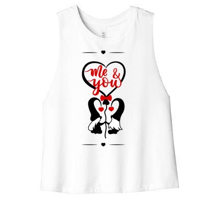 Me And You Happy Valentines Day Gnomes And Hearts Women's Racerback Cropped Tank