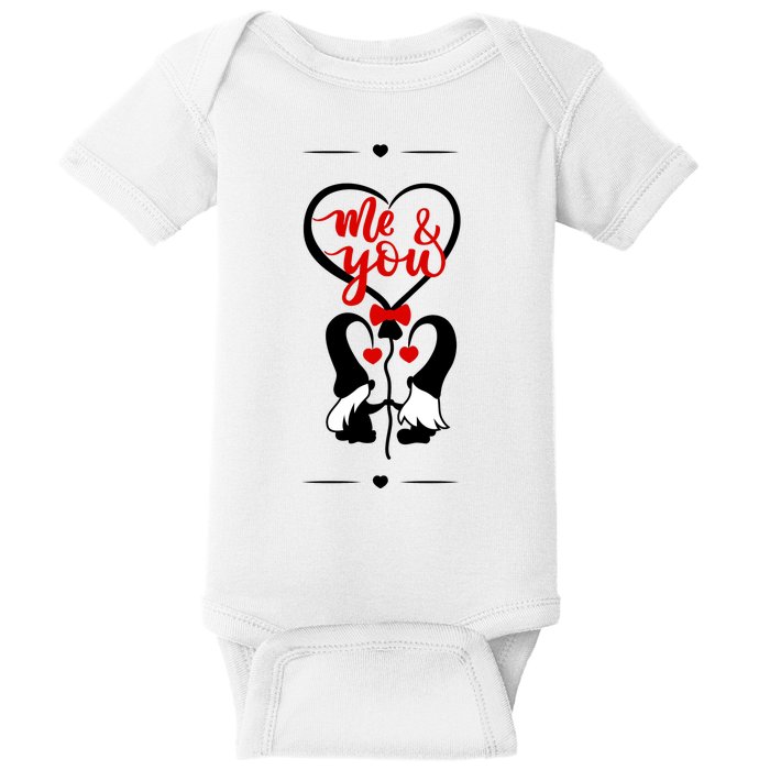 Me And You Happy Valentines Day Gnomes And Hearts Baby Bodysuit