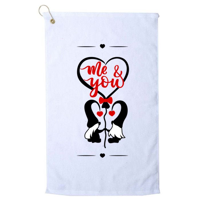 Me And You Happy Valentines Day Gnomes And Hearts Golf Towel