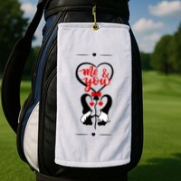 Me And You Happy Valentines Day Gnomes And Hearts Golf Towel