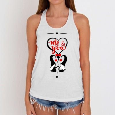 Me And You Happy Valentines Day Gnomes And Hearts Women's Knotted Racerback Tank