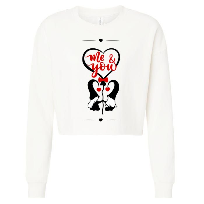 Me And You Happy Valentines Day Gnomes And Hearts Cropped Pullover Crew