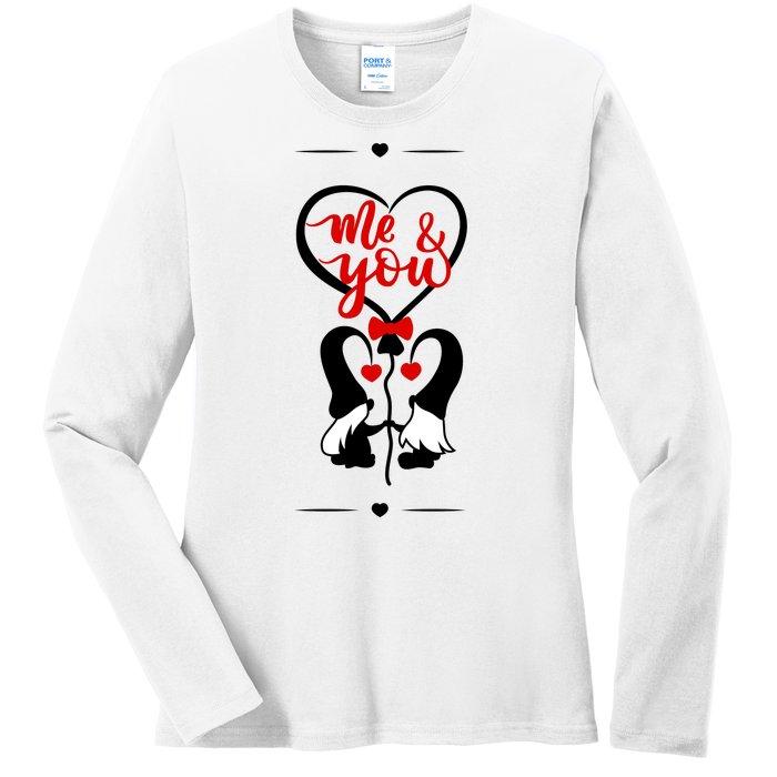 Me And You Happy Valentines Day Gnomes And Hearts Ladies Long Sleeve Shirt