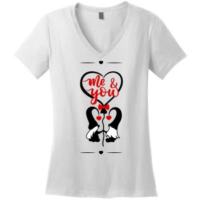 Me And You Happy Valentines Day Gnomes And Hearts Women's V-Neck T-Shirt