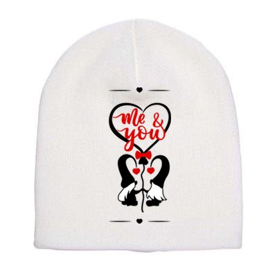 Me And You Happy Valentines Day Gnomes And Hearts Short Acrylic Beanie